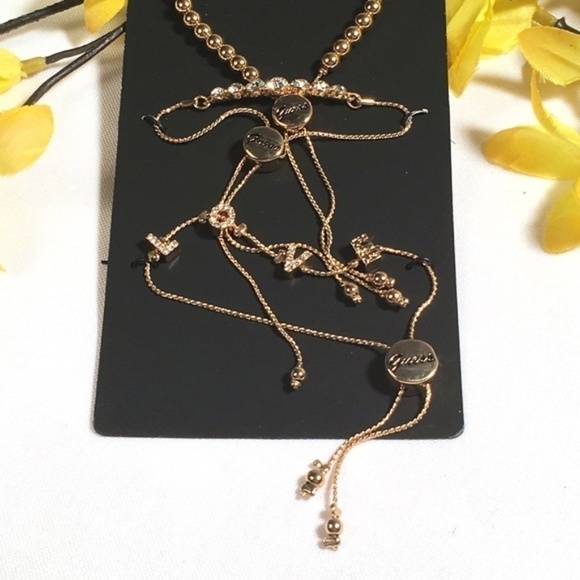 𝅺3/$29! Set of GUESS Gold Bracelets LOVE Hamsa - Picture 3 of 7